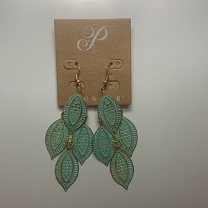 Plunder blue and gold dangle earrings